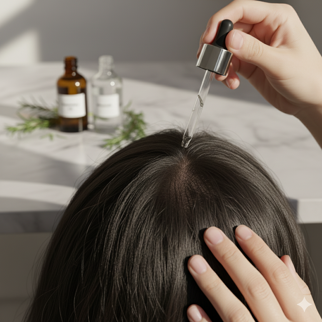 5 Massive Benefits of Rosemary oil 3 Applying rosemary oil on hair
