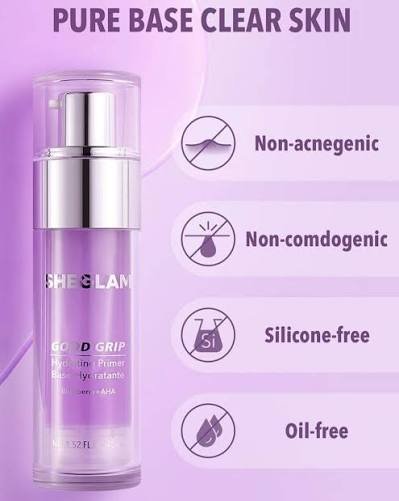 SHEGLAM Good Grip Hydrating Primer - Acne-Safe & Pore Refining "برايمر جود جريب البنفسجي للتحكم بالزيوت وآمن للبشرة المعرضة للحبوب من شيجلام"